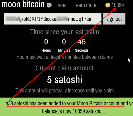 перевод сатошей на баланс Moon Bitcoin