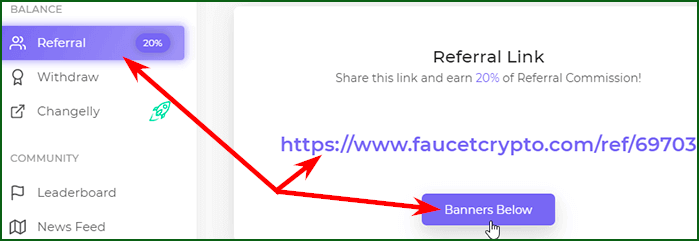 реферальная программа крана Faucet Crypto